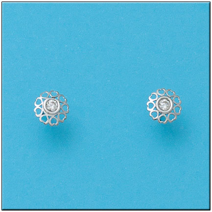 PENDIENTES ORO BLANCO 18KL FLOR