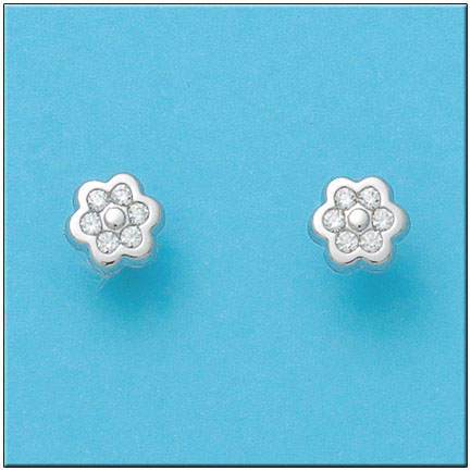 PENDIENTES ORO BLANCO 18KL FLOR