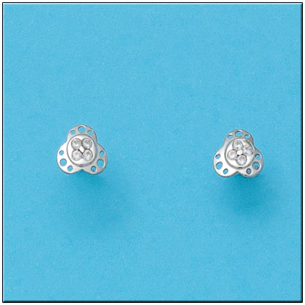 PENDIENTES ORO BLANCO 18KL FLOR