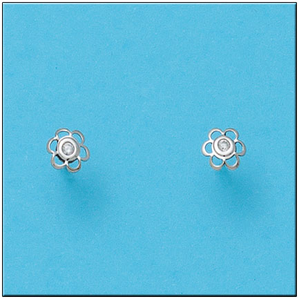 PENDIENTES ORO BLANCO 18KL FLOR