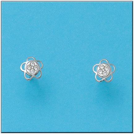 PENDIENTES ORO BLANCO 18KL FLOR