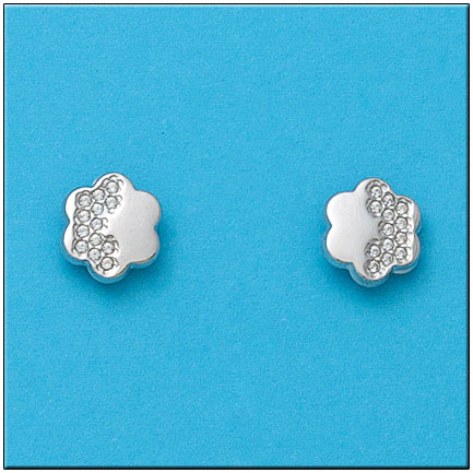 PENDIENTES ORO BLANCO 18KL FLOR