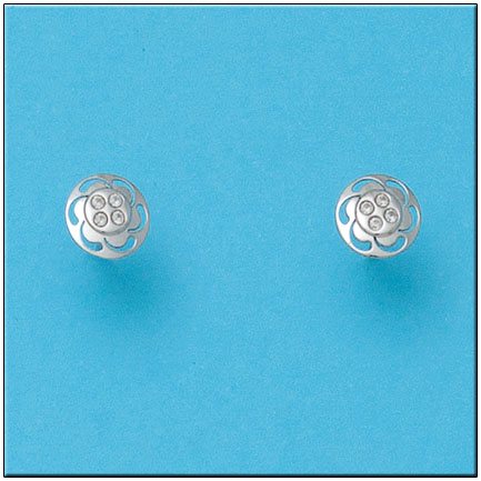 PENDIENTES ORO BLANCO 18KL FLOR