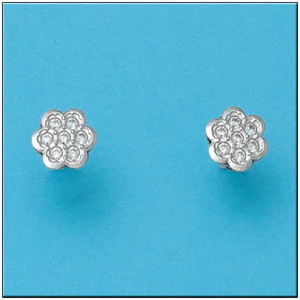 PENDIENTES ORO BLANCO 18KL FLOR