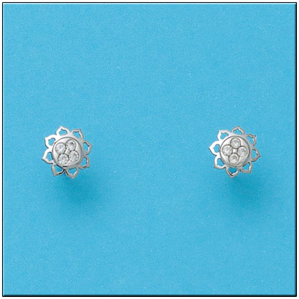 PENDIENTES ORO BLANCO 18KL FLOR