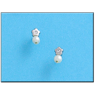 PENDIENTES ORO BLANCO 18KL FLOR 