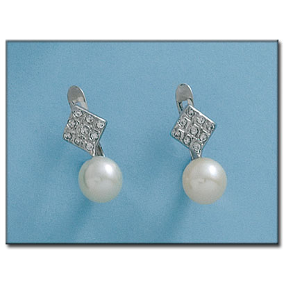 PENDIENTES ORO BLANCO 18KL PERLAS