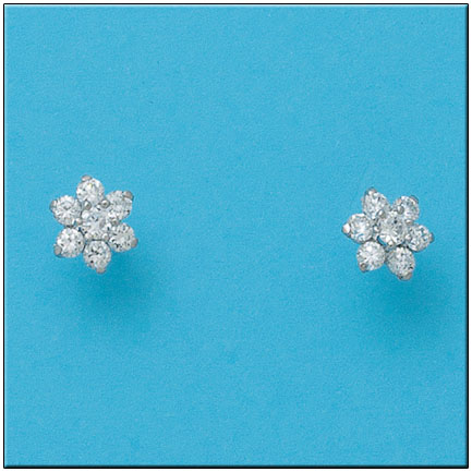 PENDIENTES ORO BLANCO 18KL ROSETON