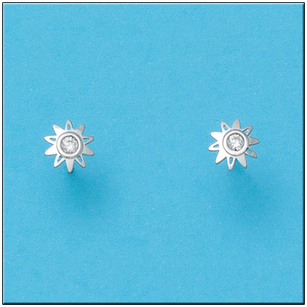 PENDIENTES ORO BLANCO 18KL SOL