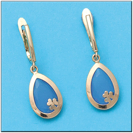 PENDIENTES ORO DE 18KL FLOR PIEDRA AZUL