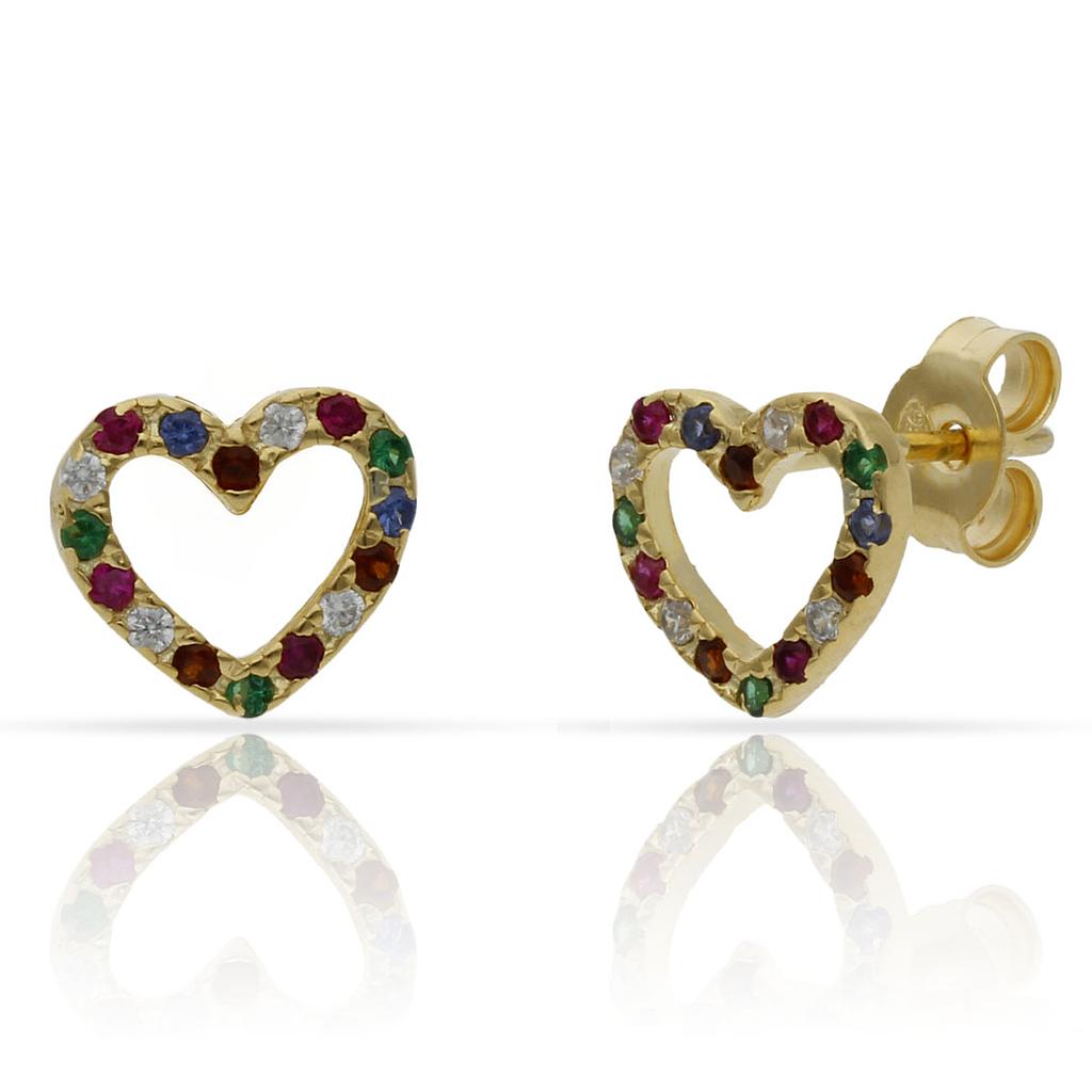 PENDIENTES PLATA CHAPADA ORO CORAZON - 8MM (copia)