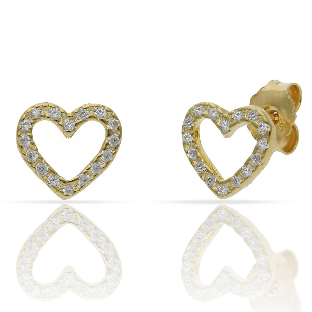 PENDIENTES PLATA CHAPADA ORO CORAZON - 9x8MM (copia)