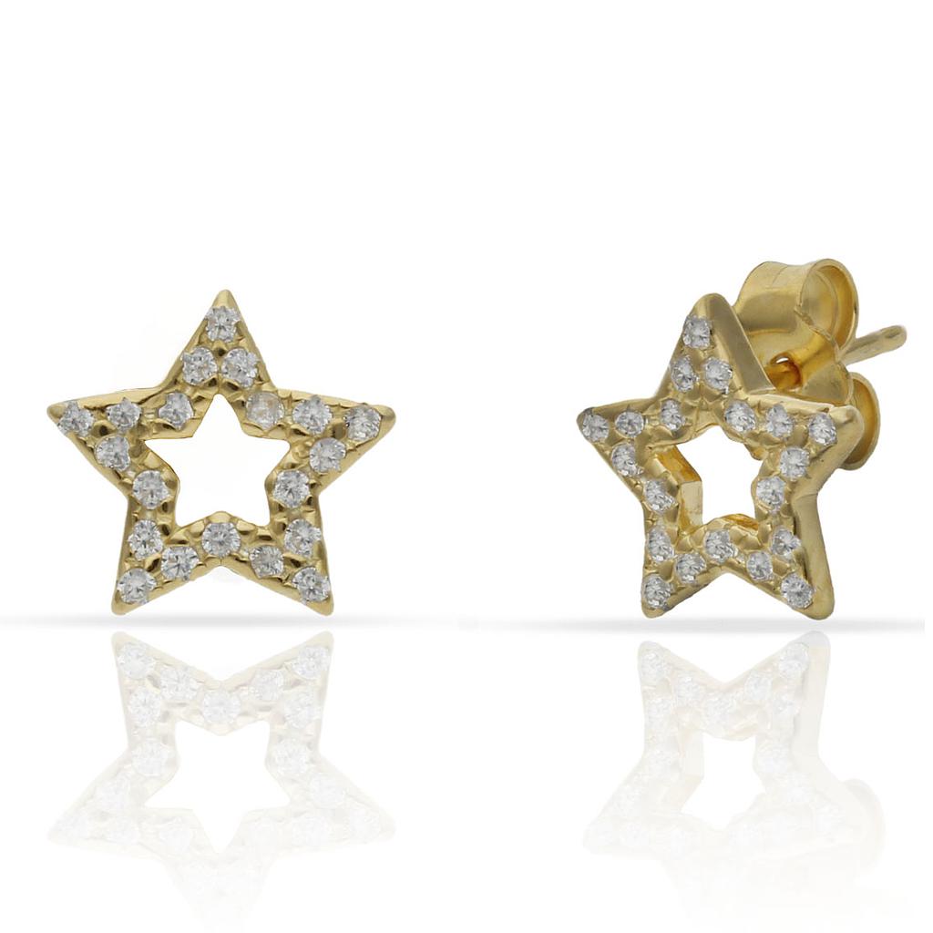 PENDIENTES PLATA CHAPADA ORO ESTRELLAS CIRCONITAS - 7MM (copia)