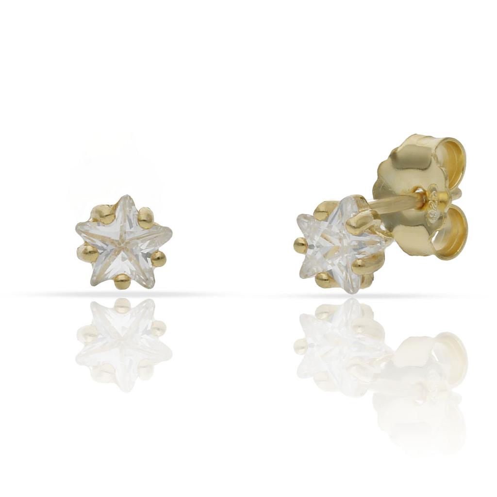 PENDIENTES PLATA CHAPADA ORO PIEDRA ESTRELLA LILA - 5MM (copia)