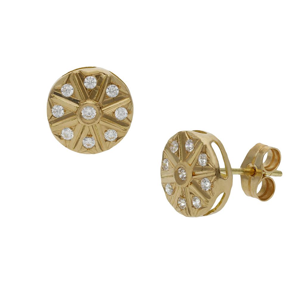 PENDIENTES REDONDOS ORO 18KL CIRCONITAS - 9MM