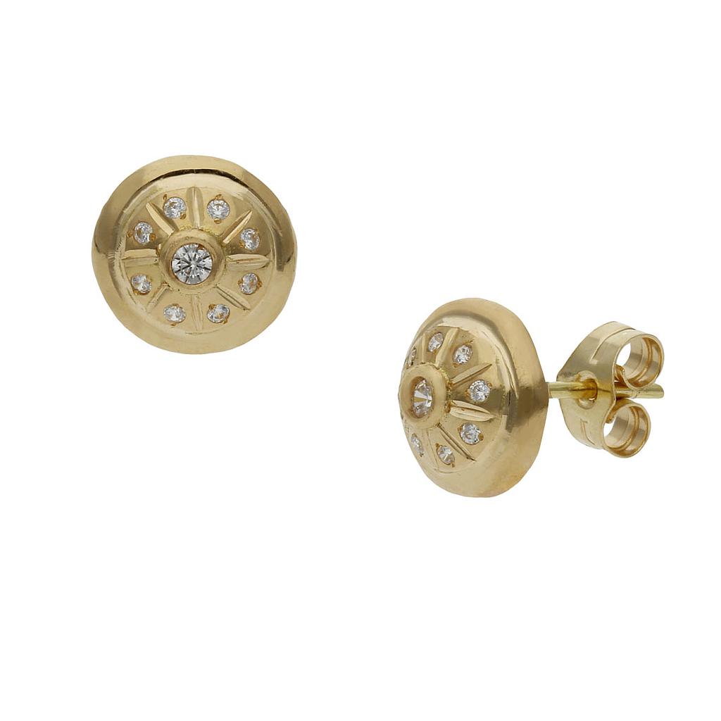 PENDIENTES REDONDOS ORO 18KL CIRCONITAS - 9MM