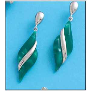 PENDIENTES RESINA VERDE PLATA 925MM