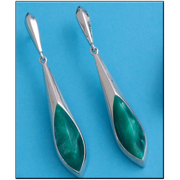 PENDIENTES RESINA VERDE PLATA 925MM