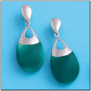 PENDIENTES RESINA VERDE PLATA 925MM