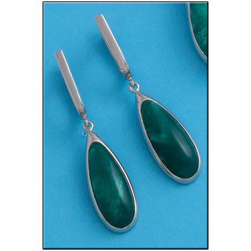 PENDIENTES RESINA VERDE PLATA 925MM