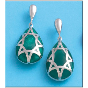 PENDIENTES RESINA VERDE PLATA 925MM