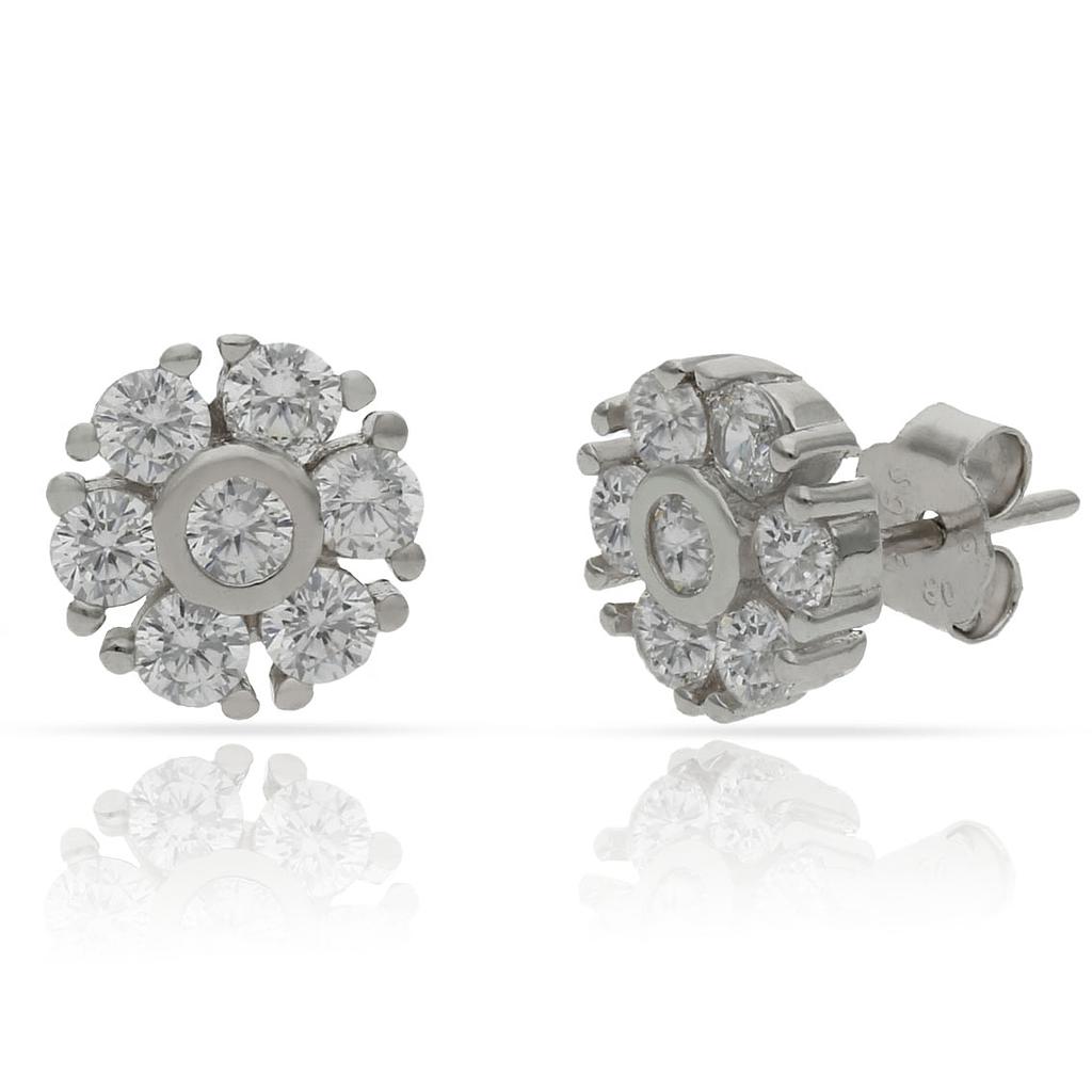 PENDIENTES ROSETON PLATA 925MM - 9MM