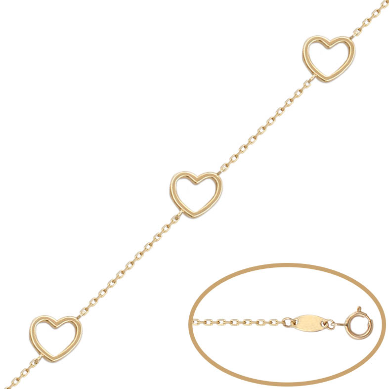 PULSERA 3 CORAZONES ORO 18KL