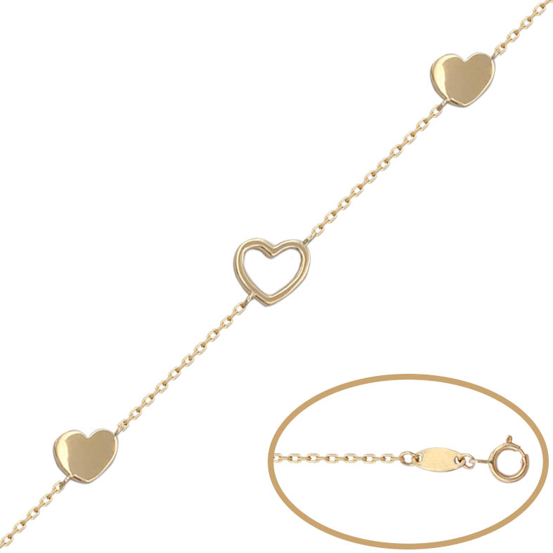 PULSERA 3 CORAZONES ORO 18KL 