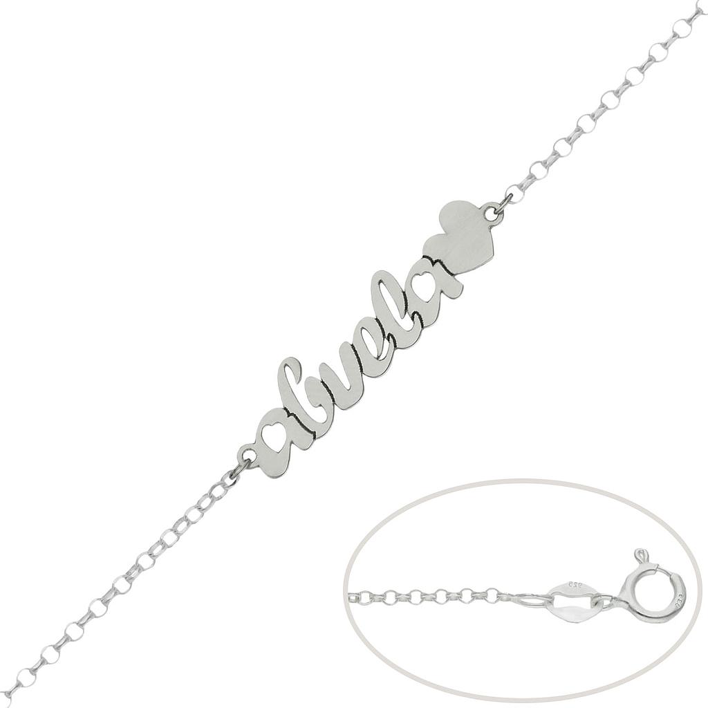 PULSERA ABUELA + CORAZON PLATA 925MM 