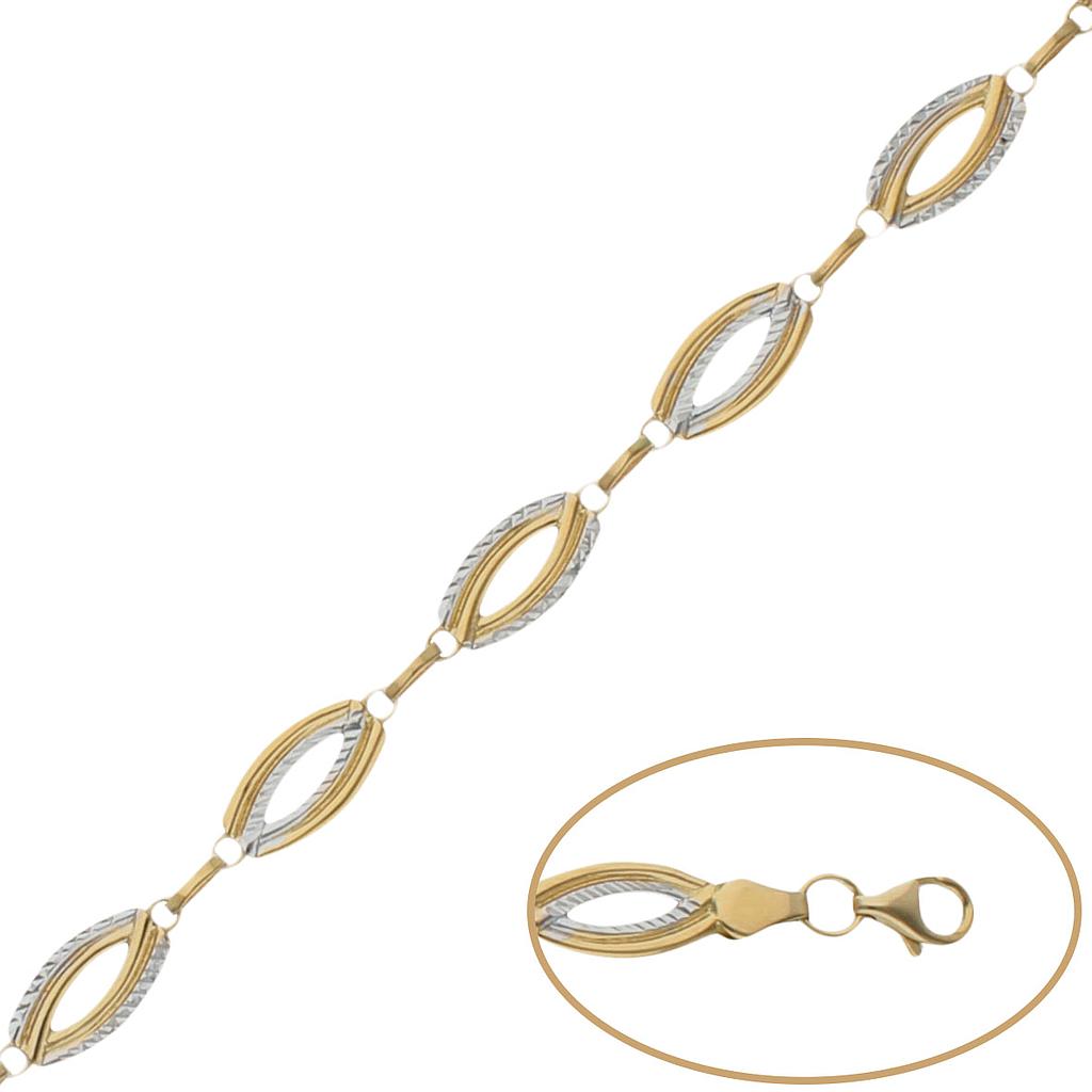 PULSERA BICOLOR TROQUELADA ORO 18KL