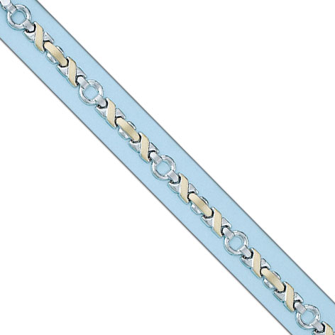 PULSERA BICOLOR TROQUELADA ORO 18KL