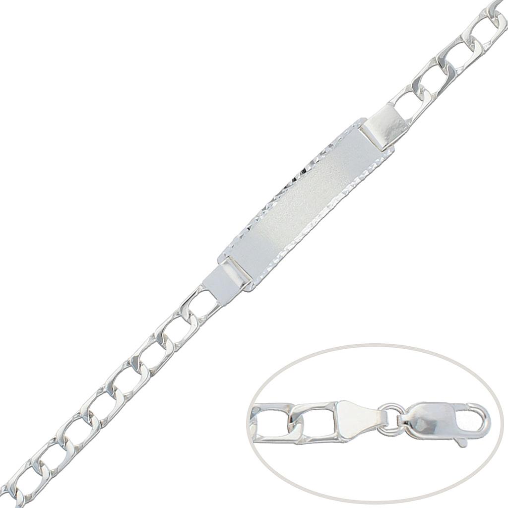 PULSERA CON PLACA PLATA 925MM - 6MM