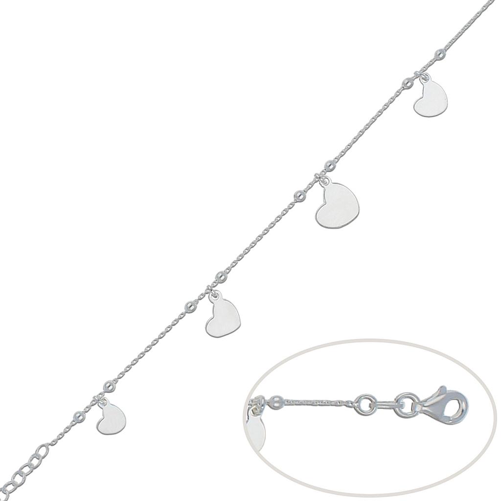 PULSERA CORAZONES PLATA 925MM