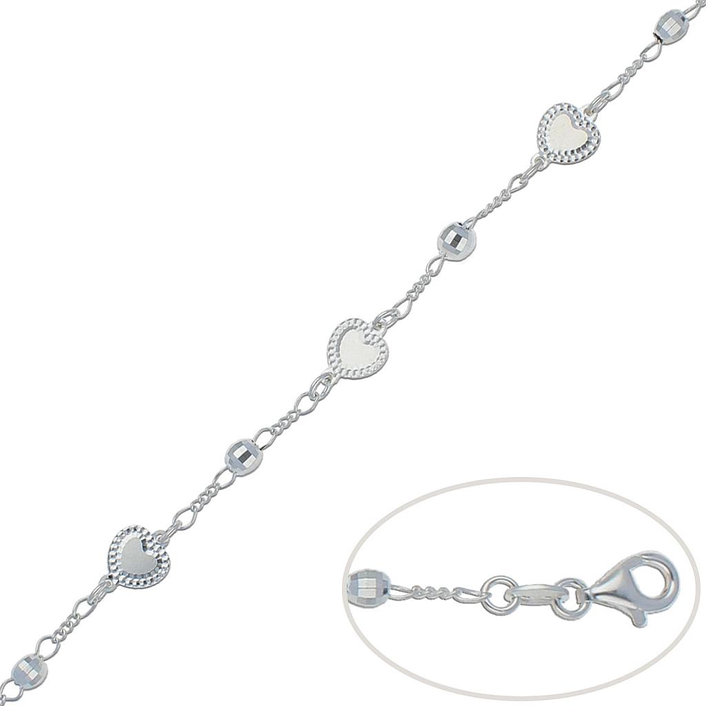 PULSERA CORAZONES PLATA 925MM