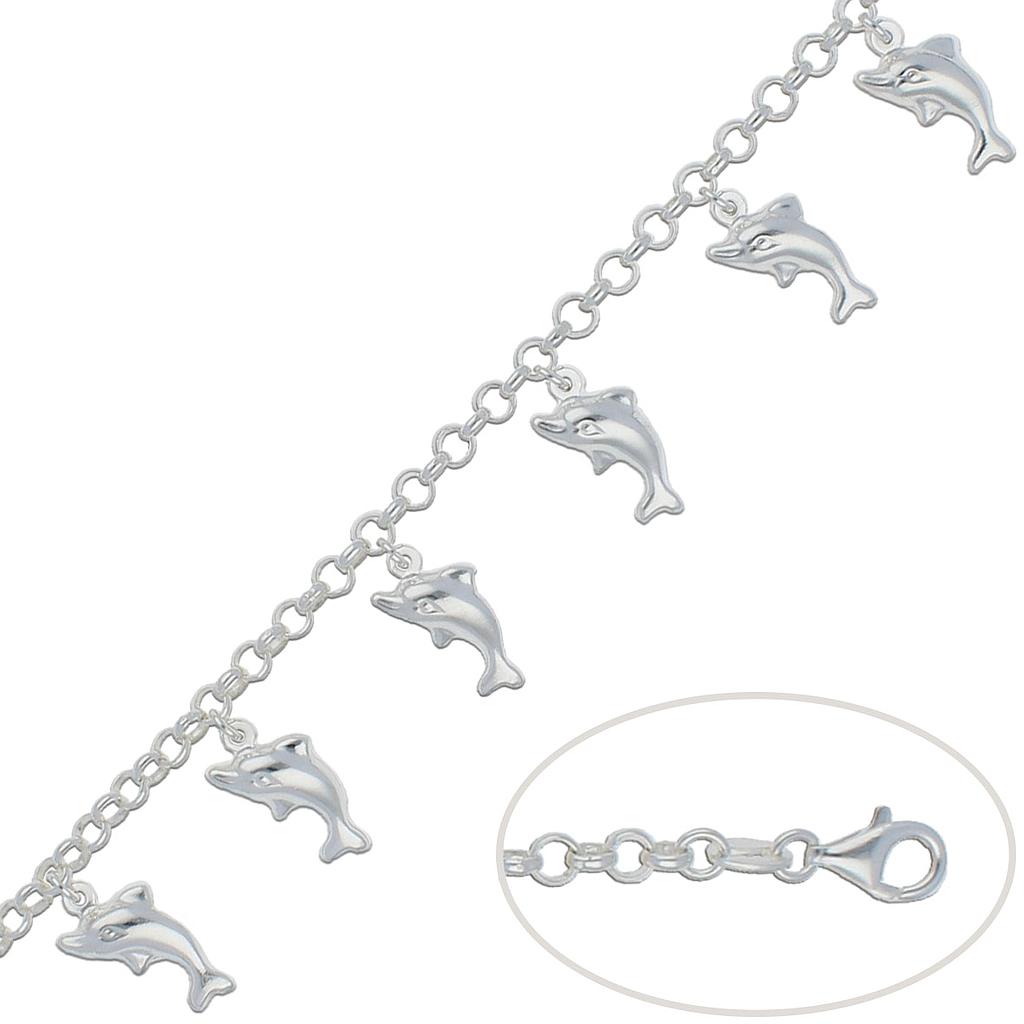 PULSERA DELFINES PLATA 925MM