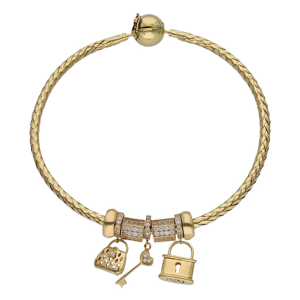 PULSERA FLEXIBLE ORO 18 KL - CANDADO DEL AMOR