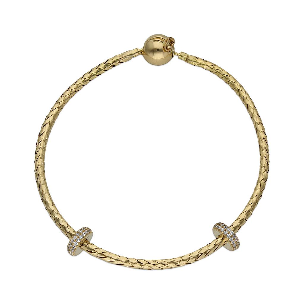 PULSERA FLEXIBLE ORO 18KL STOPPERS CIRCONITAS