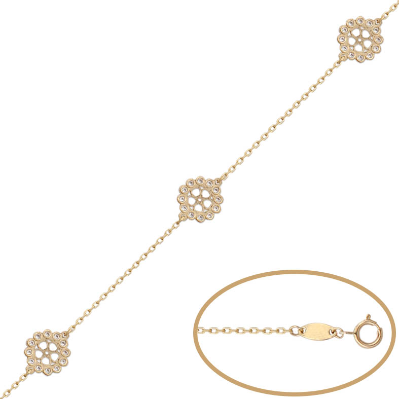 PULSERA FLOR ORO 18KL CIRCONITAS