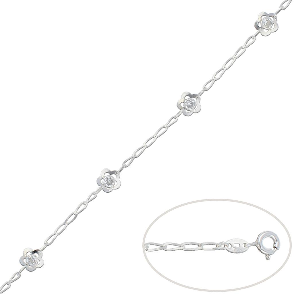 PULSERA FLOR PLATA 925MM CIRCONITAS