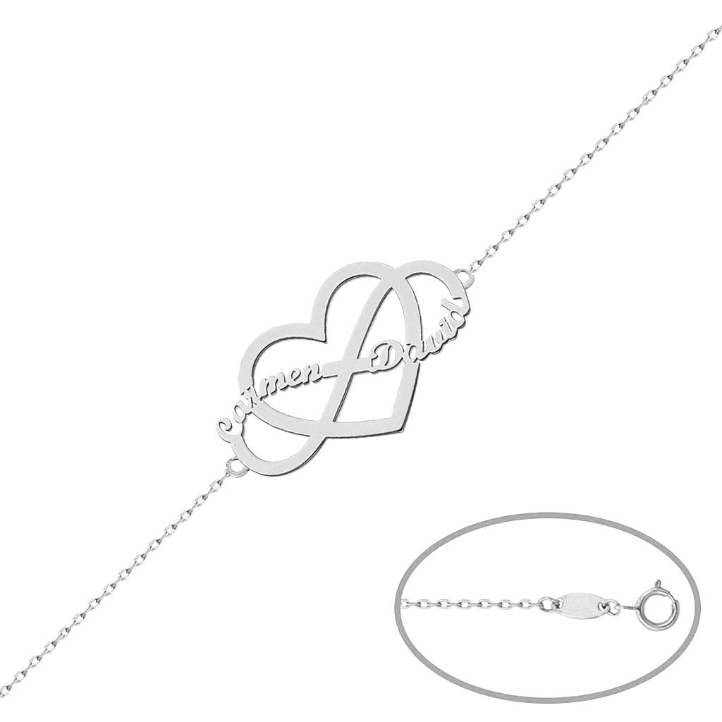 PULSERA INFINITO + CORAZON PLATA 925MM