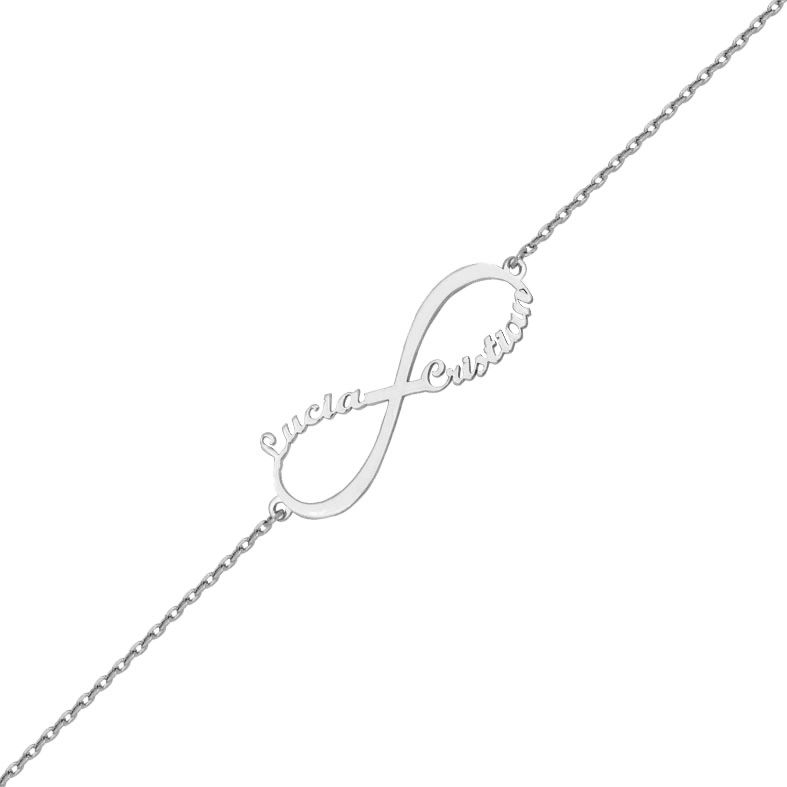 PULSERA INFINITO ORO BLANCO 18KL NOMBRES