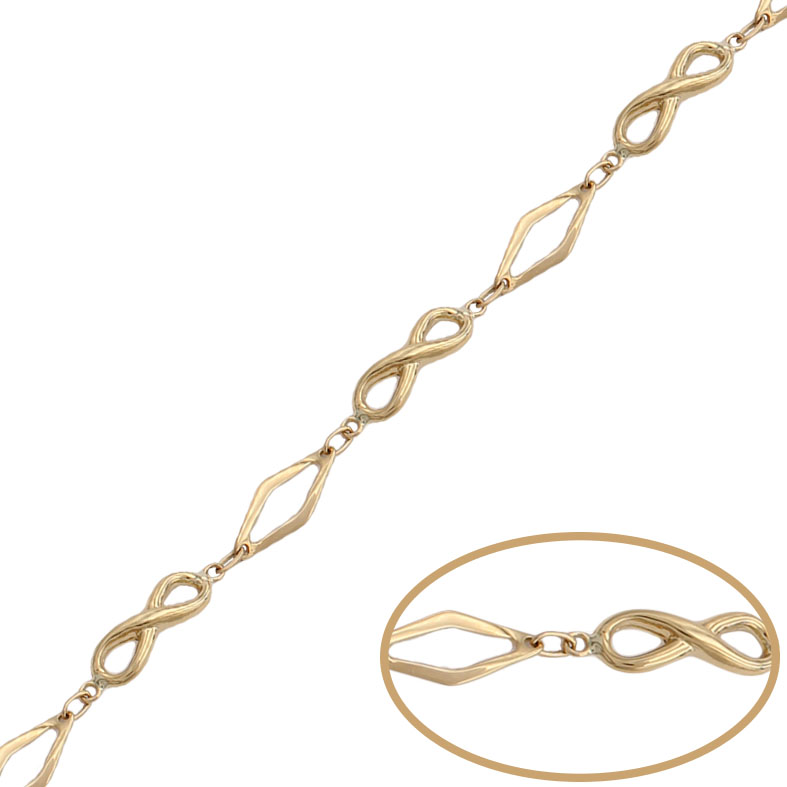 PULSERA INFINITOS + ROMBO ORO 18KL