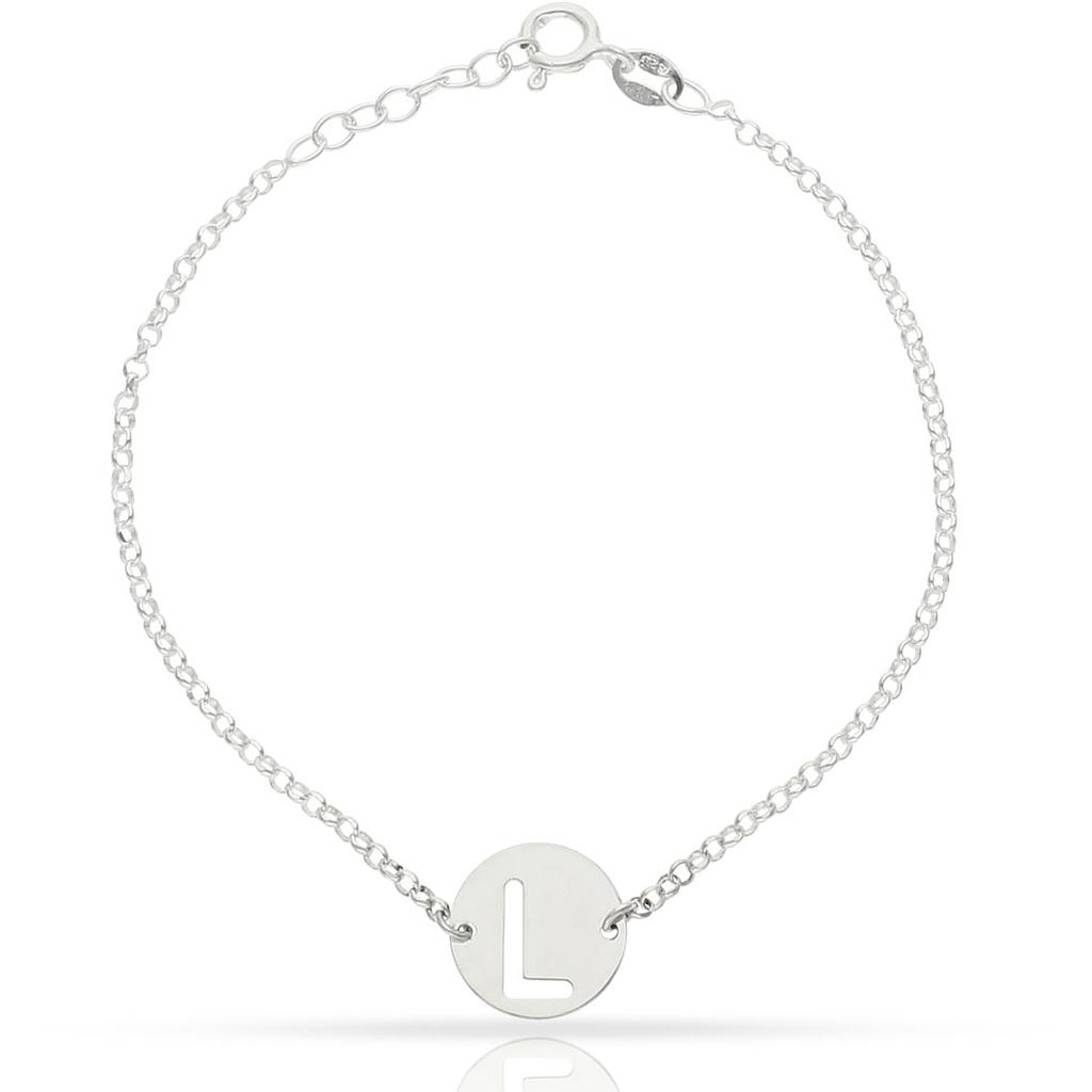 PULSERA LETRA CALADA PLATA 925MM - 12MM