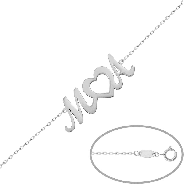 PULSERA LETRAS + CORAZON PLATA 925MM