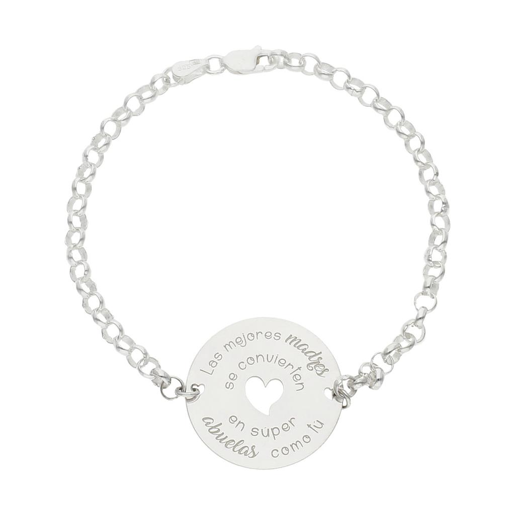 PULSERA MADRE Y ABUELA CORAZON + FRASE PLATA 925MM