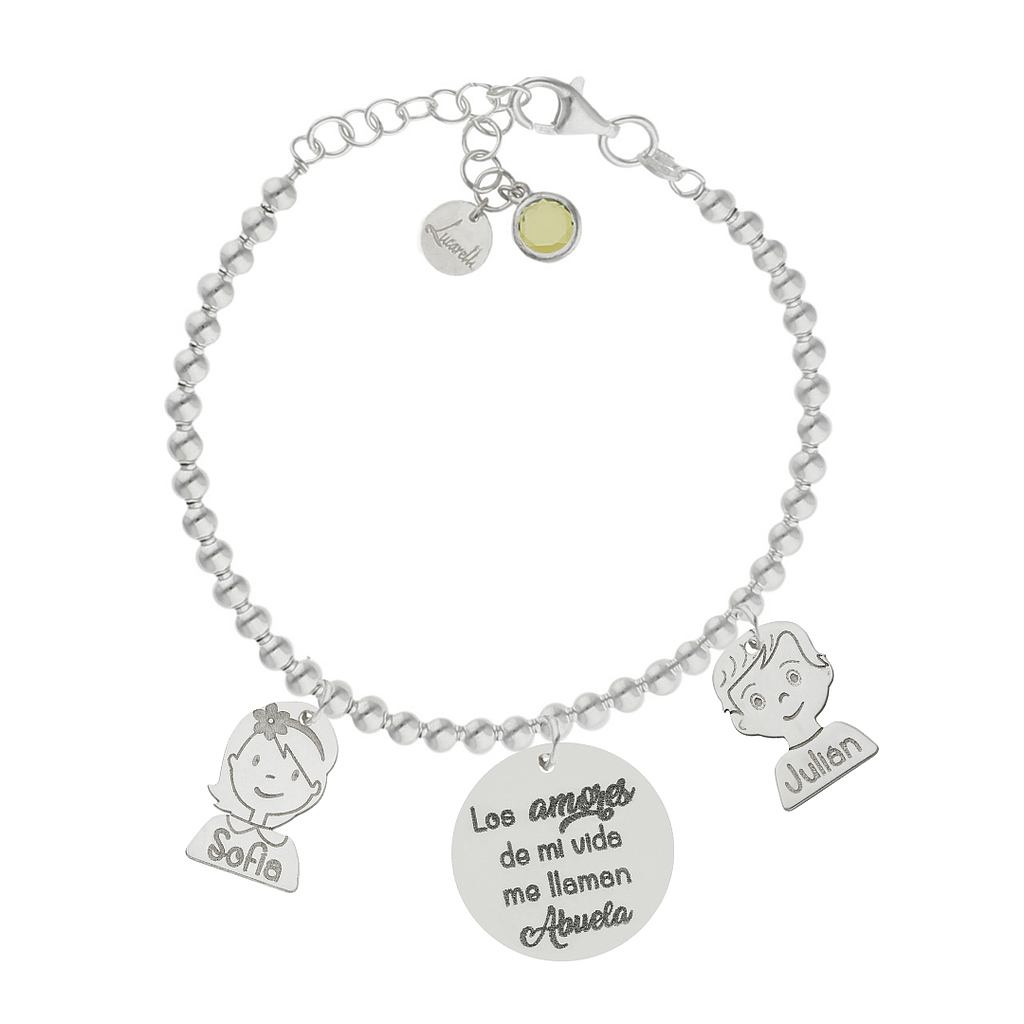 PULSERA MI HISTORIA BOLAS AMORES PLATA 925MM