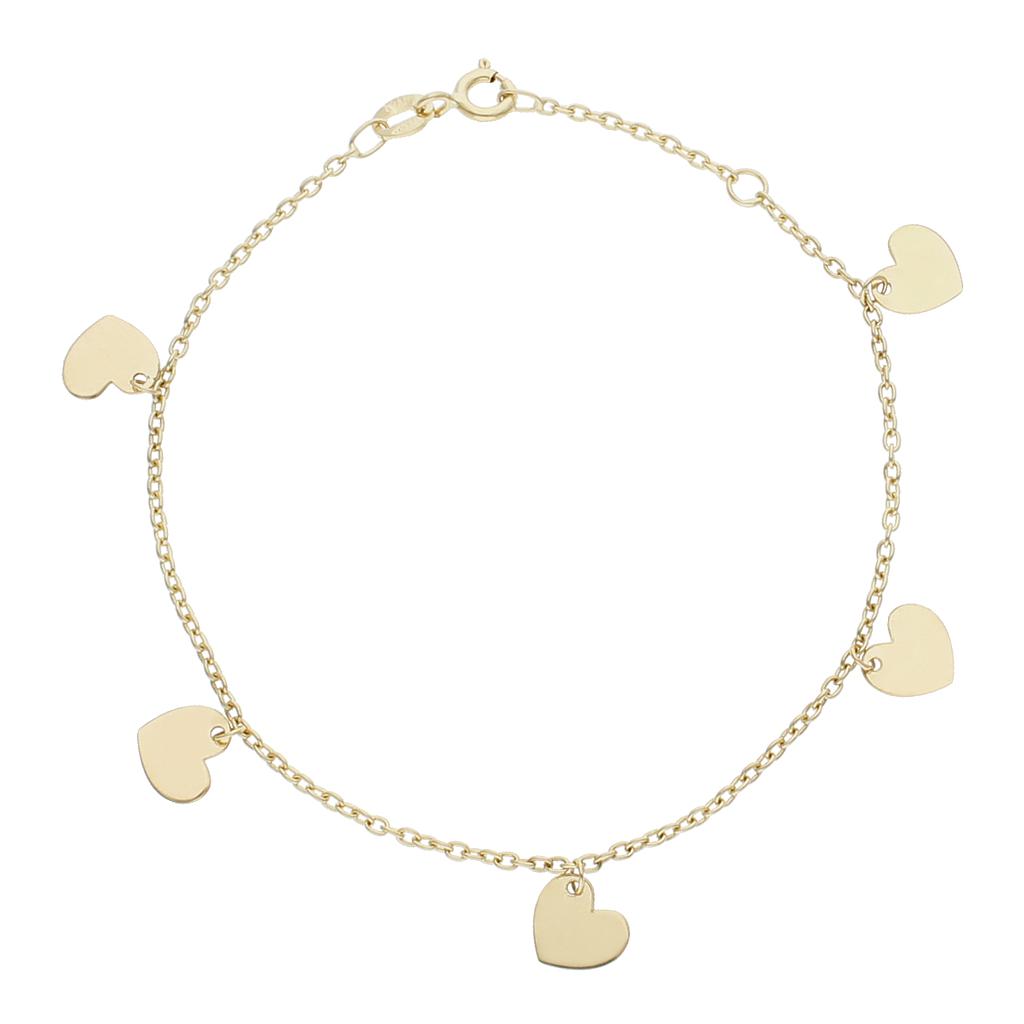 PULSERA MINI CHARMS CORAZONES ORO 18KL