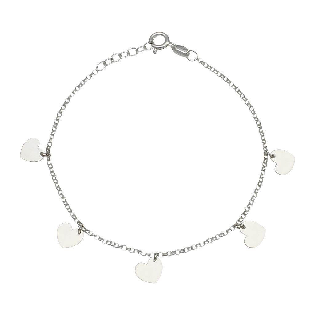 PULSERA MINI CHARMS CORAZONES PLATA 925MM