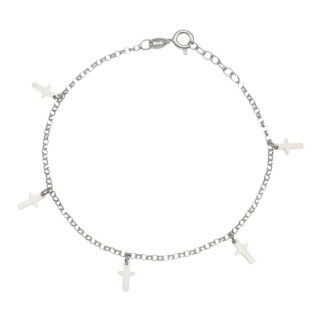 PULSERA MINI CHARMS CRUCES PLATA 925MM