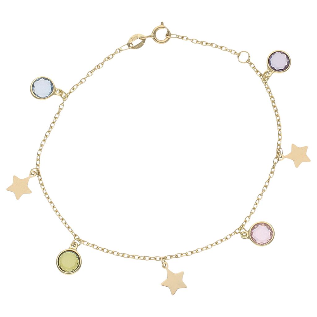 PULSERA MINI CHARMS ESTRELLAS + PIEDRAS ORO 18KL